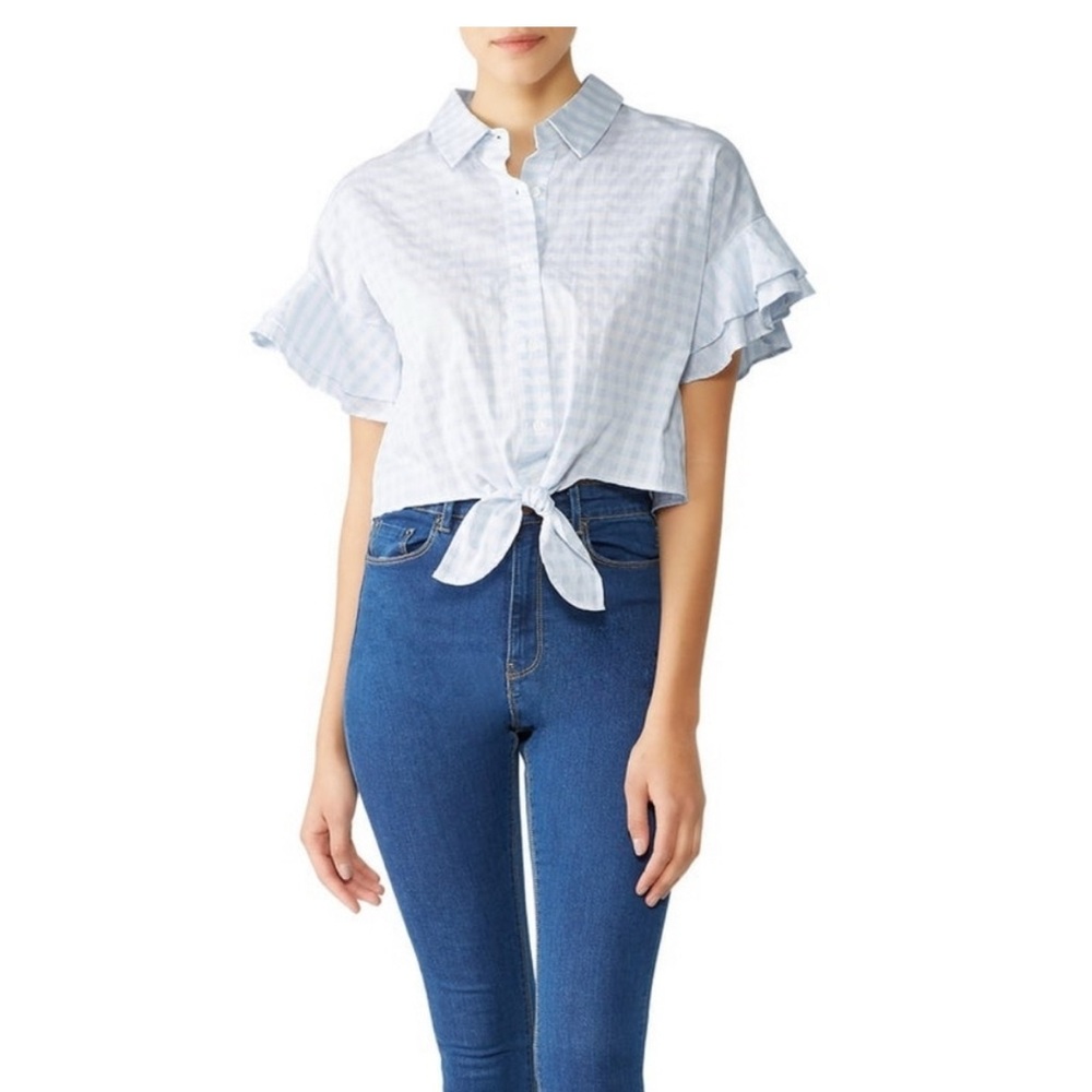 cupcakes & cashmere Light Blue Gingham Button-Down Shirt
